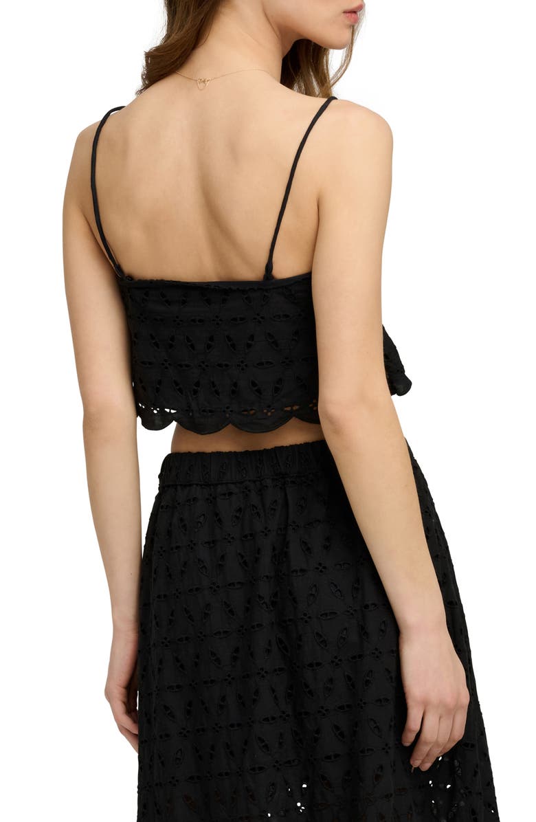 Favorite Daughter The Pretty Please Eyelet Embroidered Cotton Crop Camisole, Alternate, color, Black