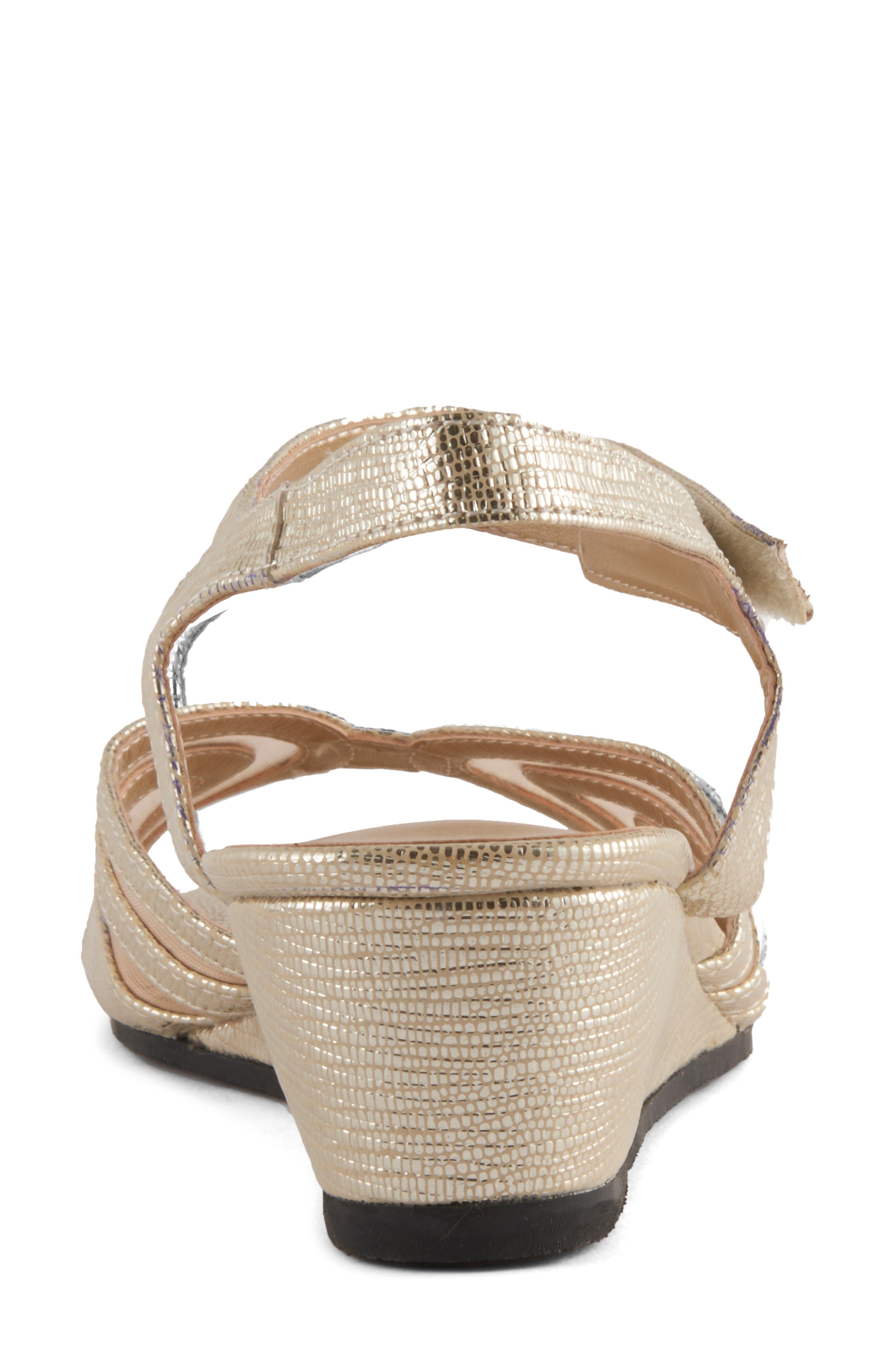 Abano Faux Leather Wedge Sandal, Alternate, color, GOLD PRINT