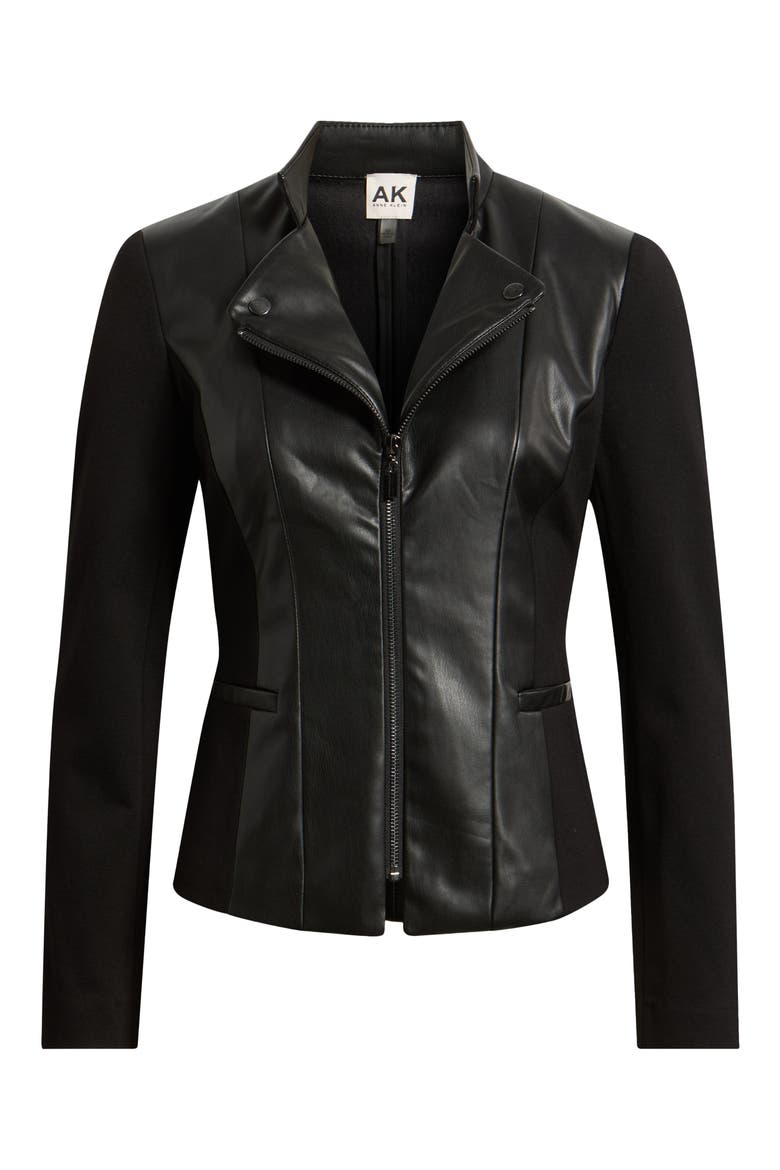 Faux Leather Moto Jacket, Alternate, color, BLACK