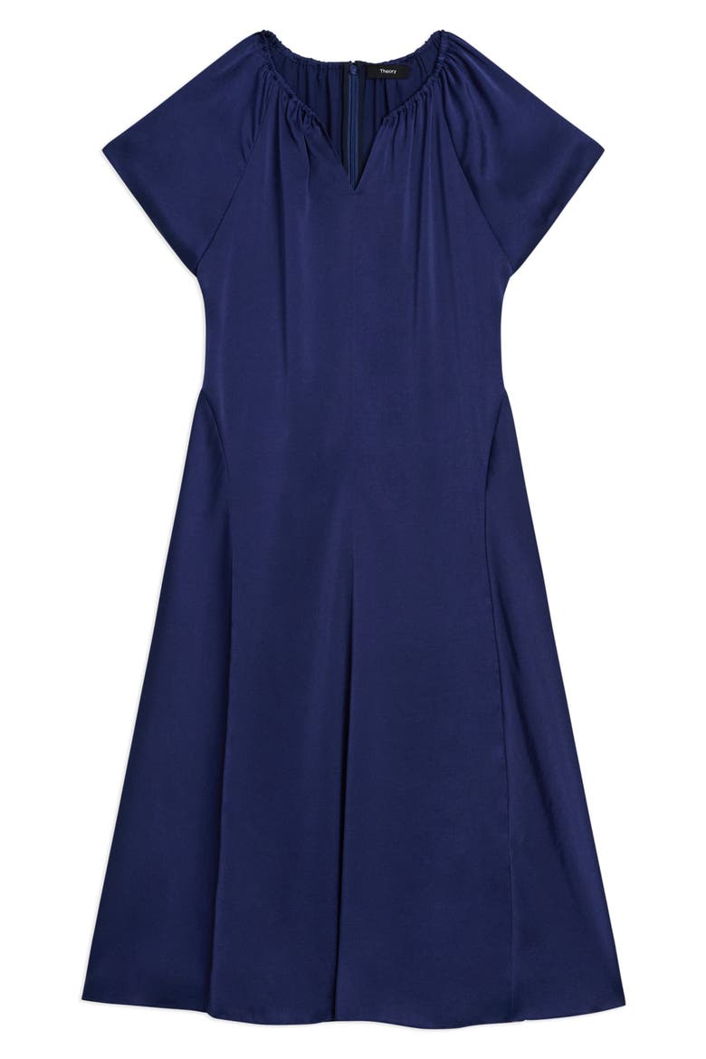 Fit & Flare Satin Midi Dress, Alternate, color, SAPPHIRE NAVY