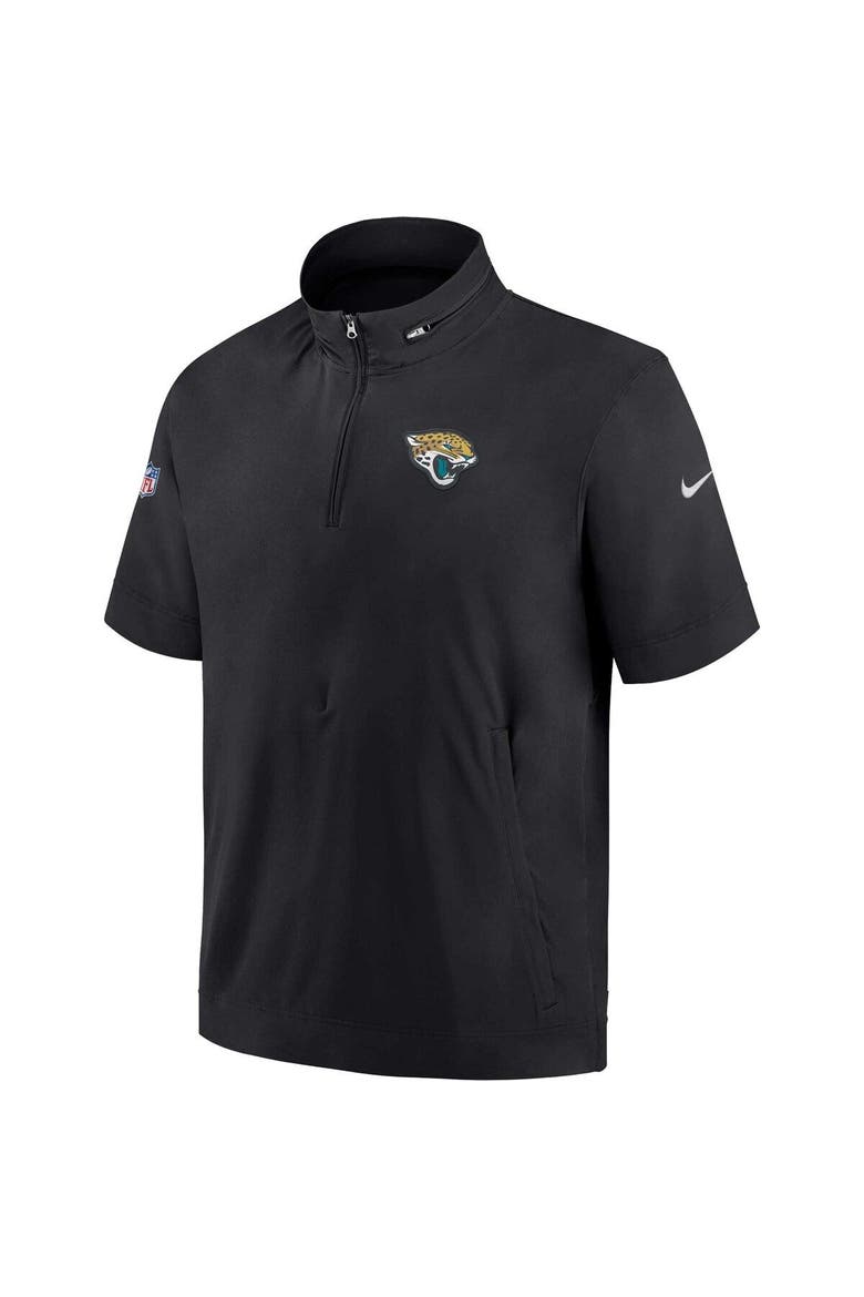 Men's Nike  Black Jacksonville Jaguars Sideline Coach Short Sleeve Hoodie Quarter-Zip Jacket, Alternate, color, Black