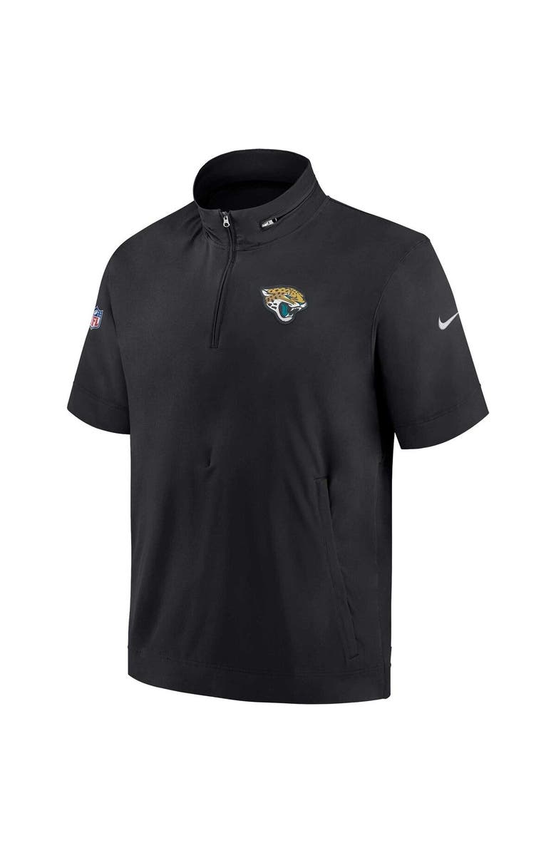 Nike Men's Nike Black Jacksonville Jaguars Sideline Coach Short Sleeve Hoodie Quarter-Zip Jacket, Alternate, color, Black