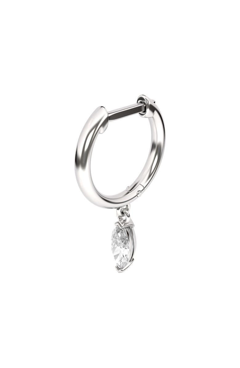 HauteCarat Lab Created Diamond Drop Huggie Hoop Earrings, Alternate, color, 18K White Gold