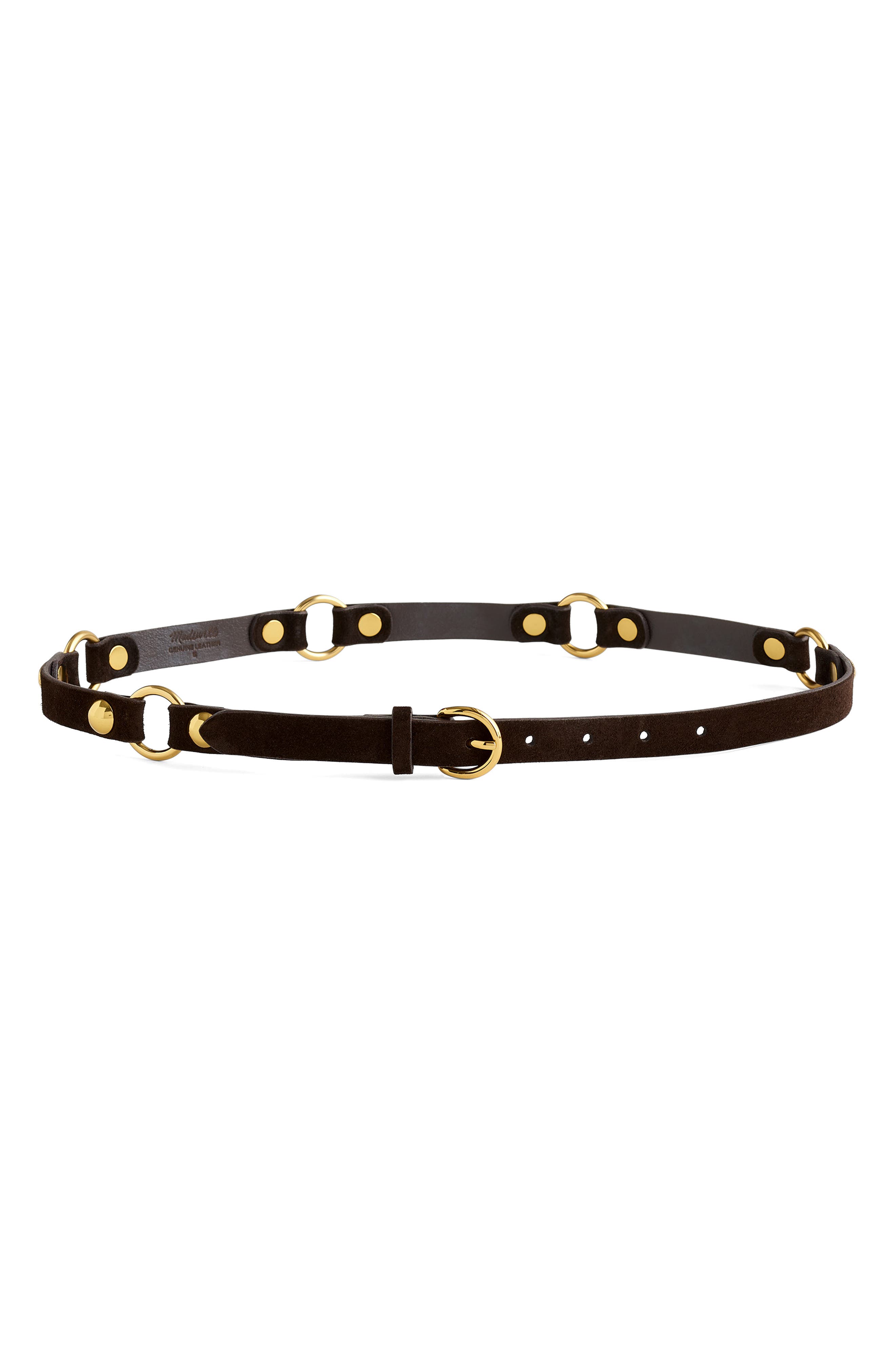 O-Ring Studded Suede Belt