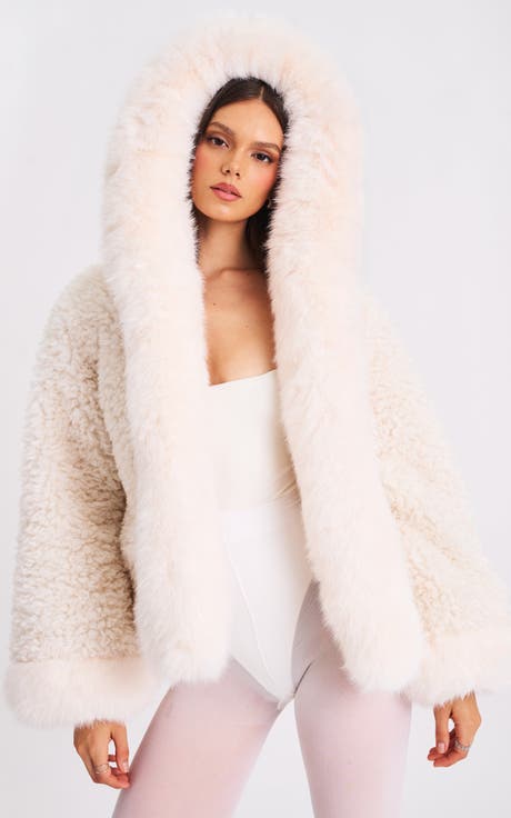 Jumbo Kali Vegan Shearling Fur Trimmed Coat