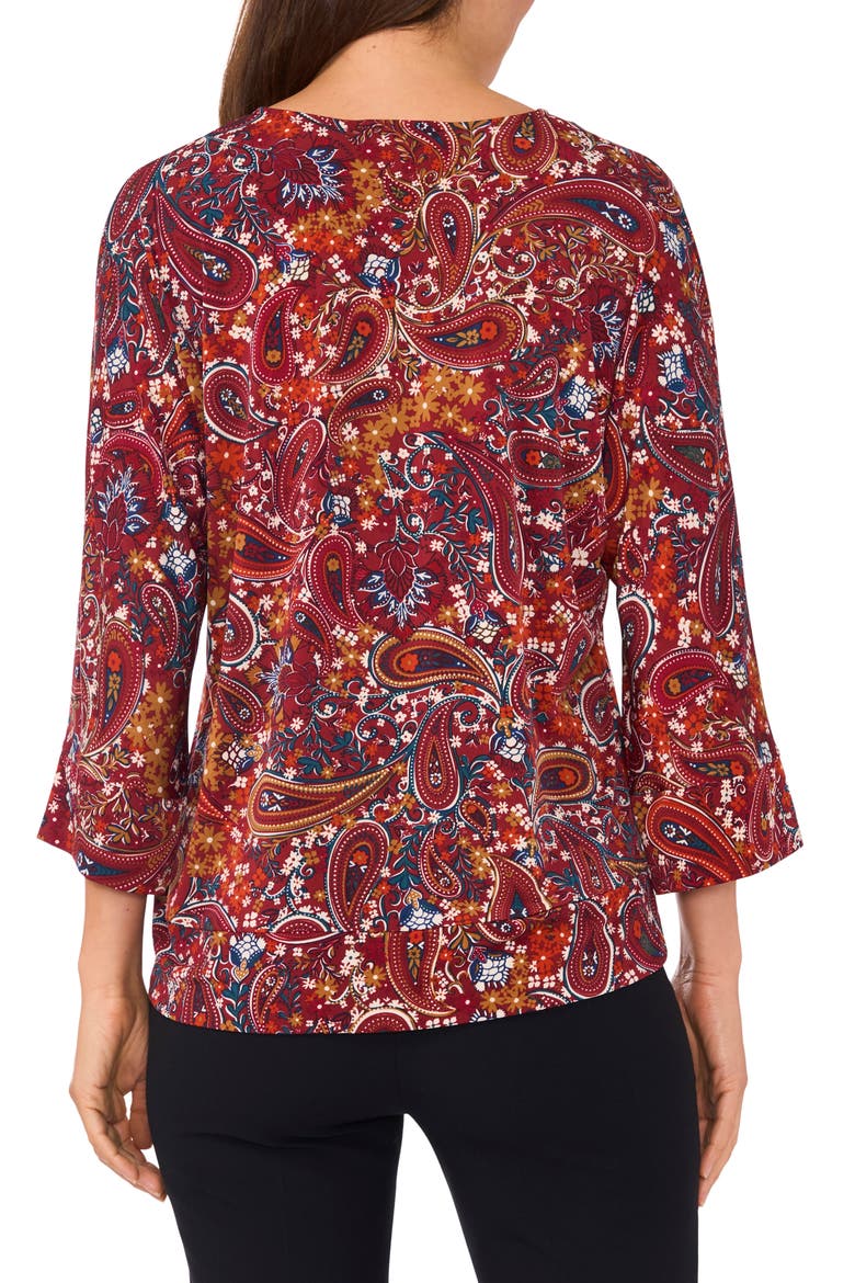 Paisley Print Side Tie Top, Alternate, color, BROWN PAISLEY 201