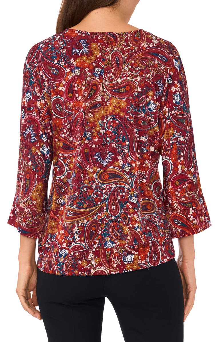 Chaus Paisley Print Side Tie Top, Alternate, color, Brown Paisley 201