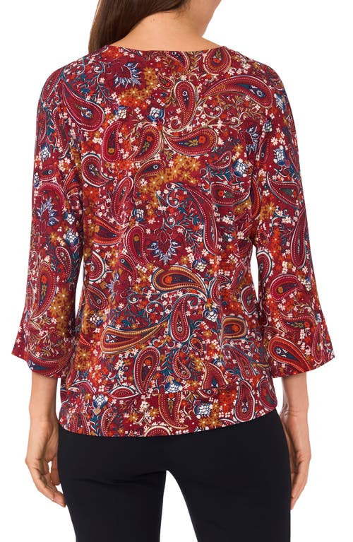 Chaus Paisley Print Side Tie Top In Brown Paisley 201