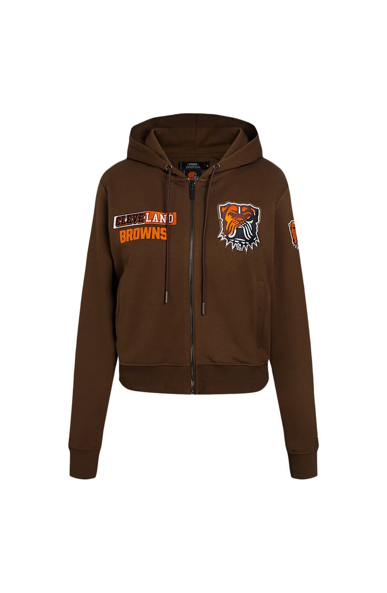 PRO STANDARD Women's Pro Standard Brown Cleveland Browns Split Logo Full-Zip Hoodie, Alternate, color, 