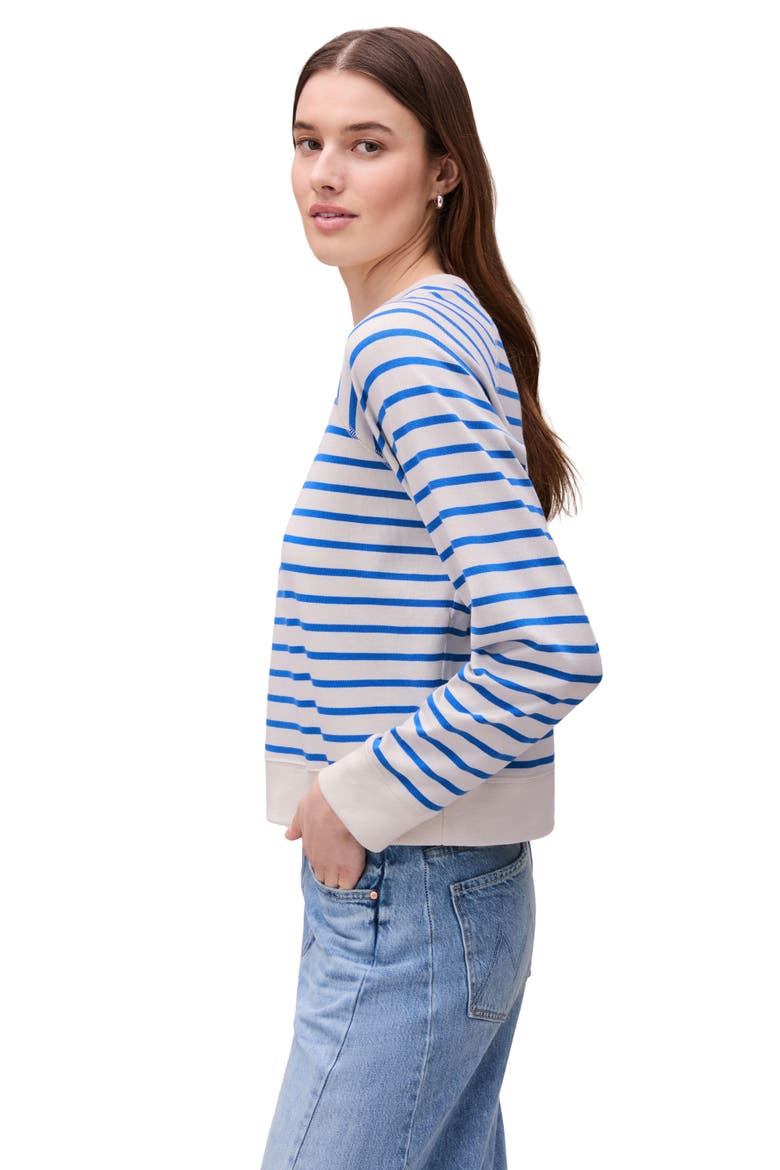 The Heavy Pima Sweatshirt, Alternate, color, Pop Blue Stripe