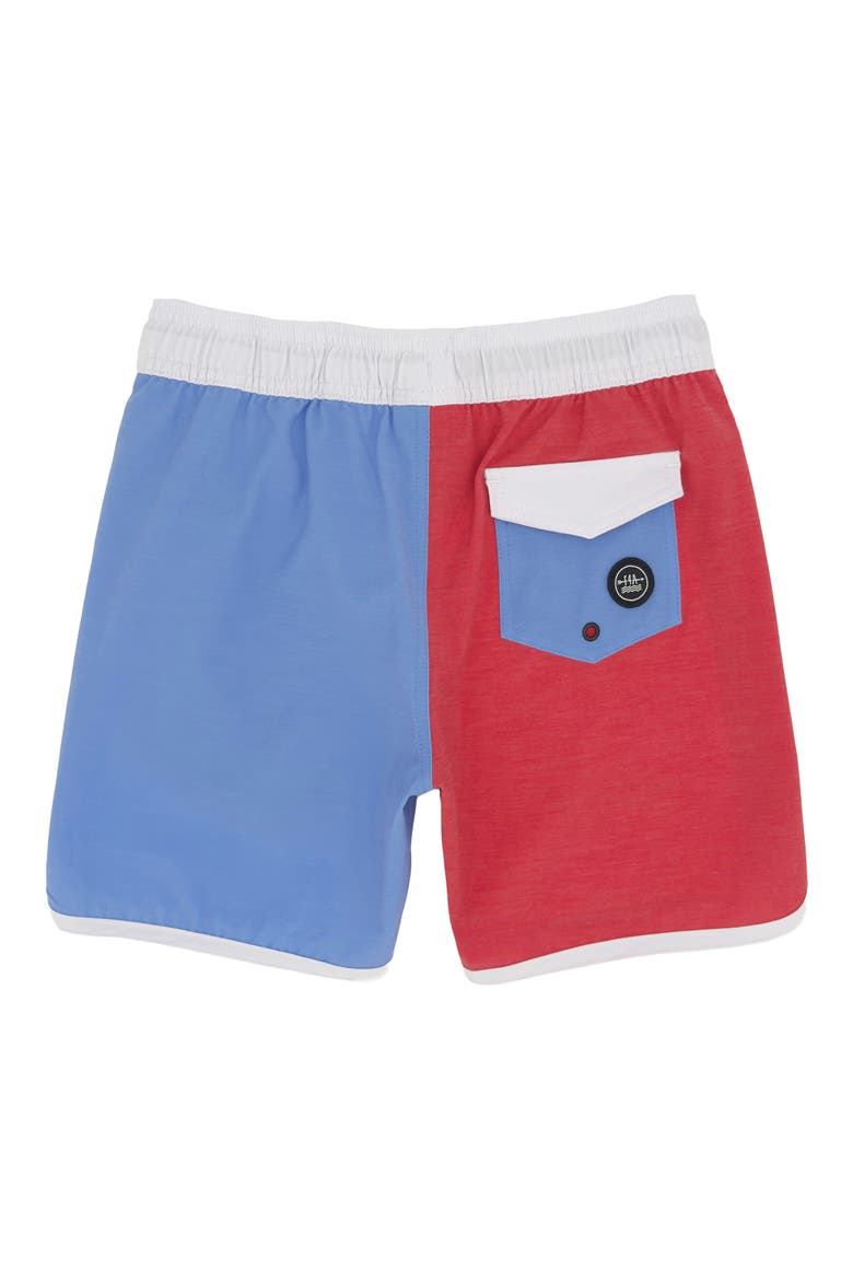 Kids' Scallop Print Volley Swim Trunks, Alternate, color, TRUE RED
