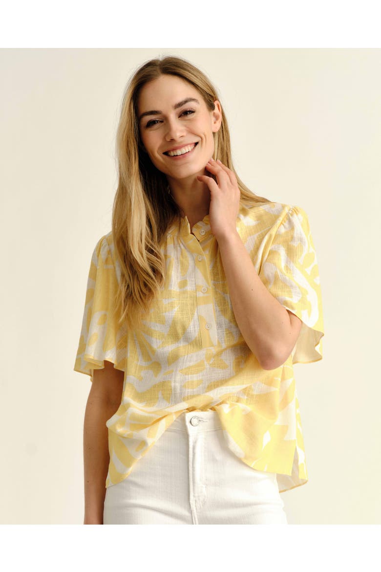 Emery Printed Linen Top, Alternate, color, Banana