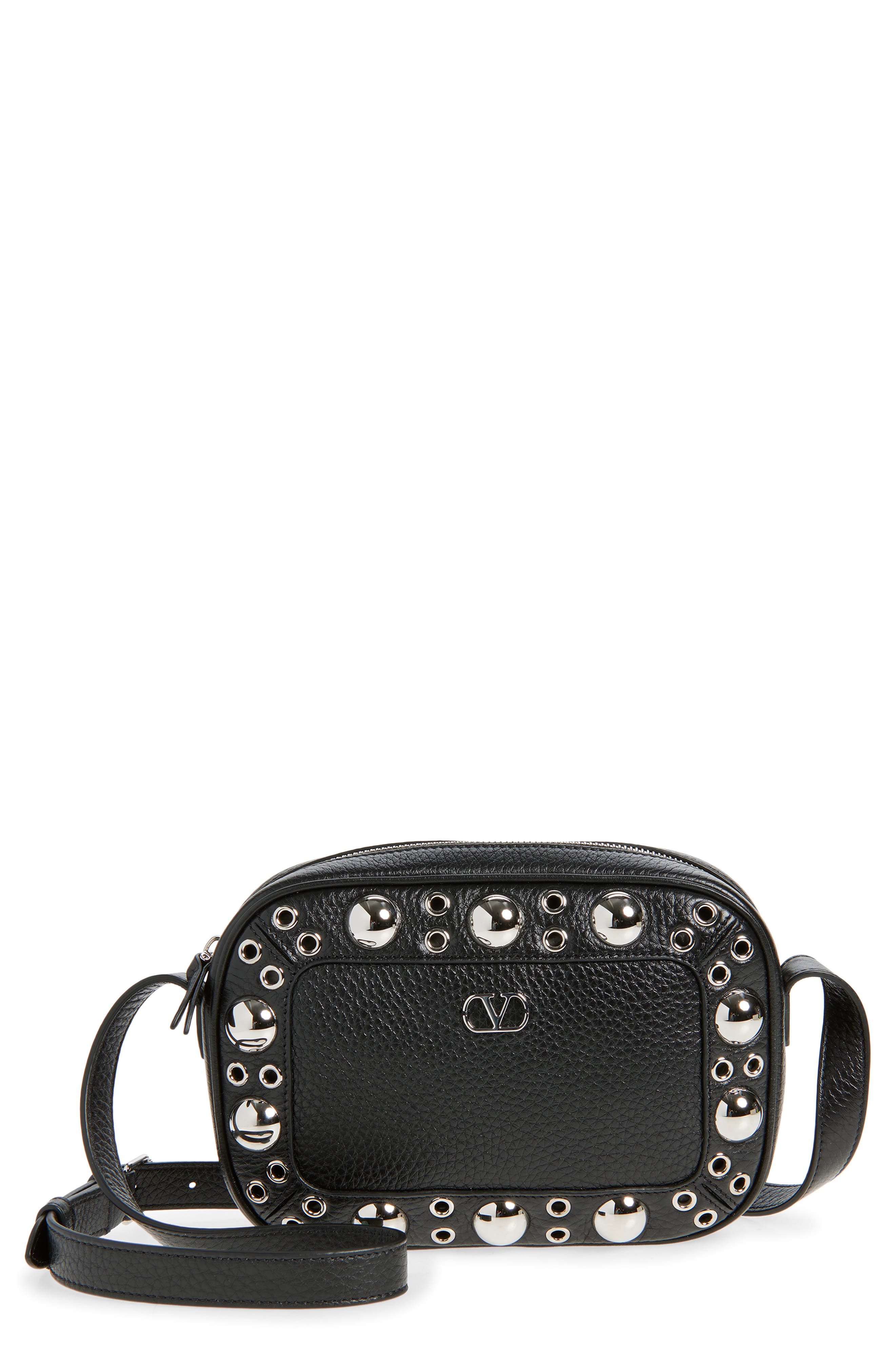 Valentino Garavani Nellcôte Studded Leather Crossbody Bag, Main, color, 