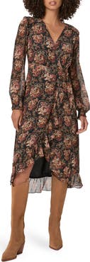 PAIGE Paulette Print Long Sleeve Silk Dress