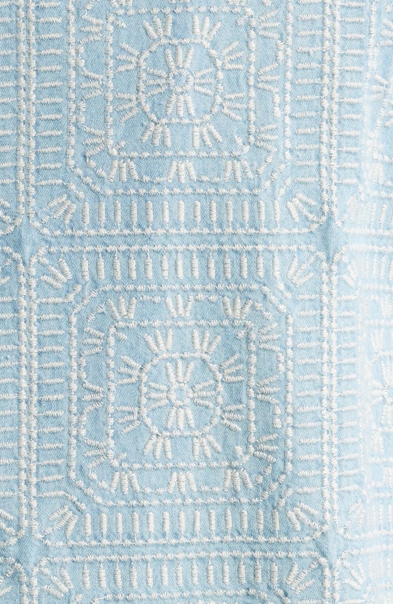 Rails Tyler Embroidered Cotton Camp Shirt, Alternate, color, Indigo Cream Squares