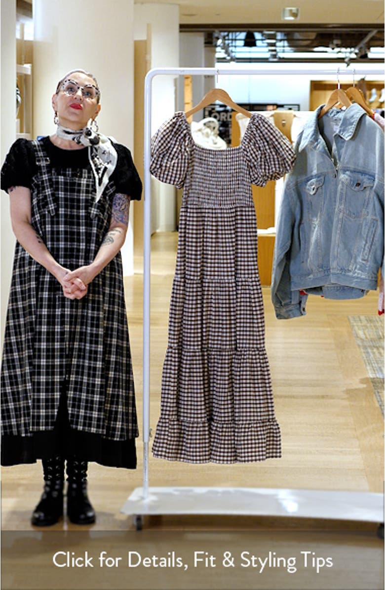 Pollen Gingham Check Midi Dress, sales video thumbnail