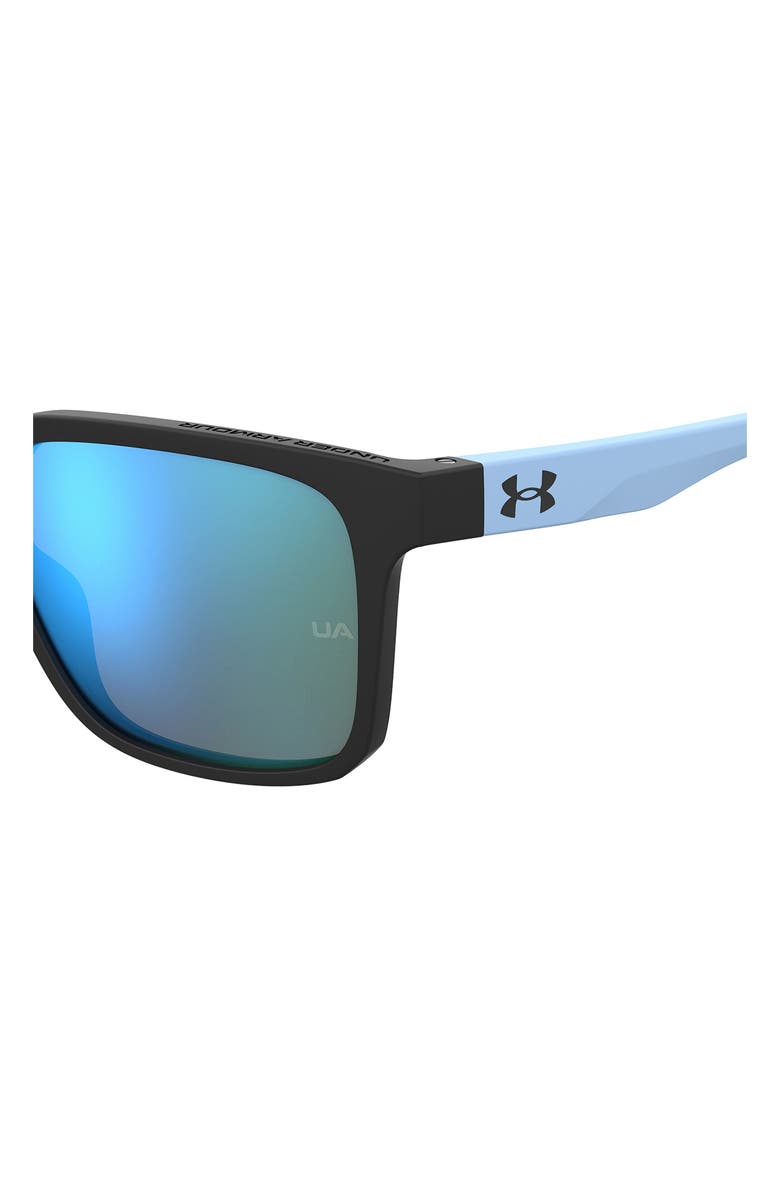 Under Armour 57mm Rectangular Sunglasses, Alternate, color, Matte Black Blue/ Multilayer