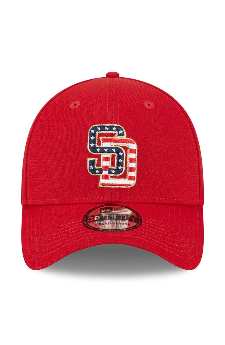 New Era Men's New Era  Red San Diego Padres 2023 Fourth of July 39THIRTY Flex Fit Hat, Alternate, color, Red