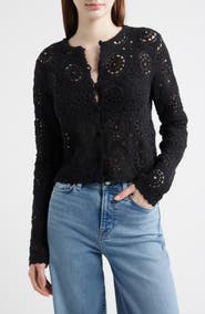 FRAME The Crochet Cotton Button-Up Cardigan