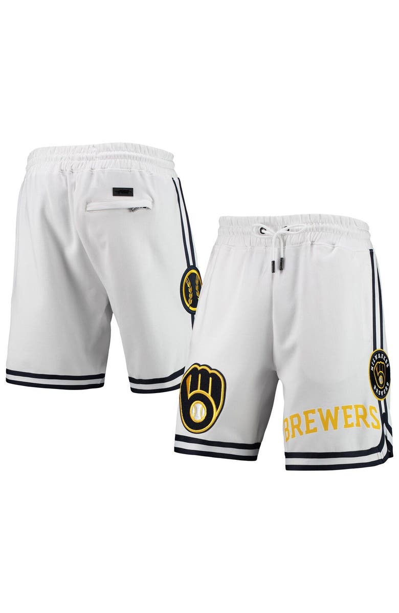 PRO STANDARD Men's Pro Standard White Milwaukee Brewers Team Logo Shorts, Main, color,