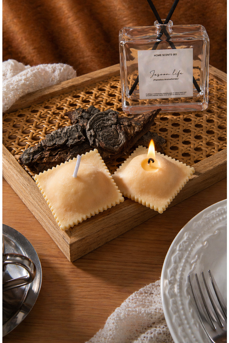Pasta Candle, Alternate, color, Ravioli 2-Pack