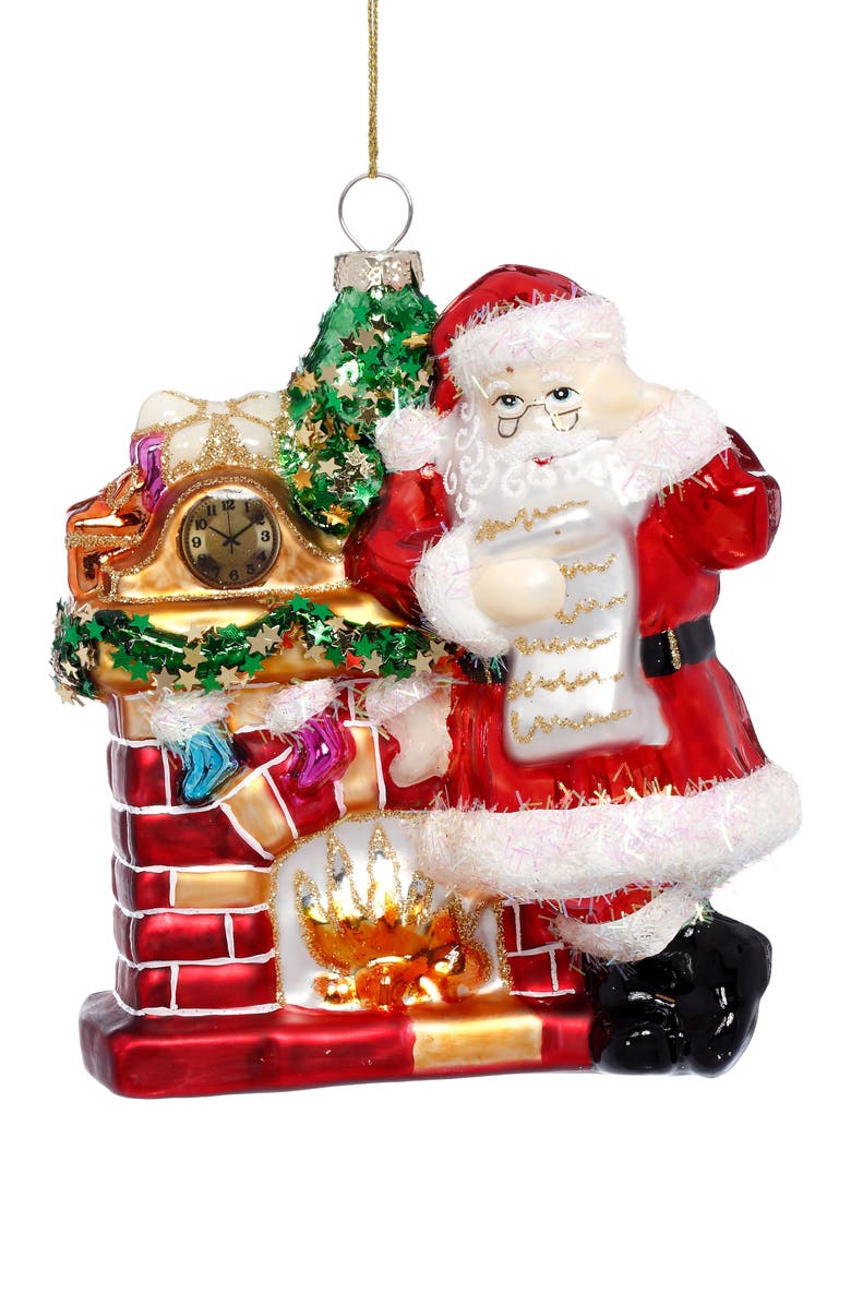 Mark Roberts Santa by Fireplace Ornament, Set of 6, Main, color, Red