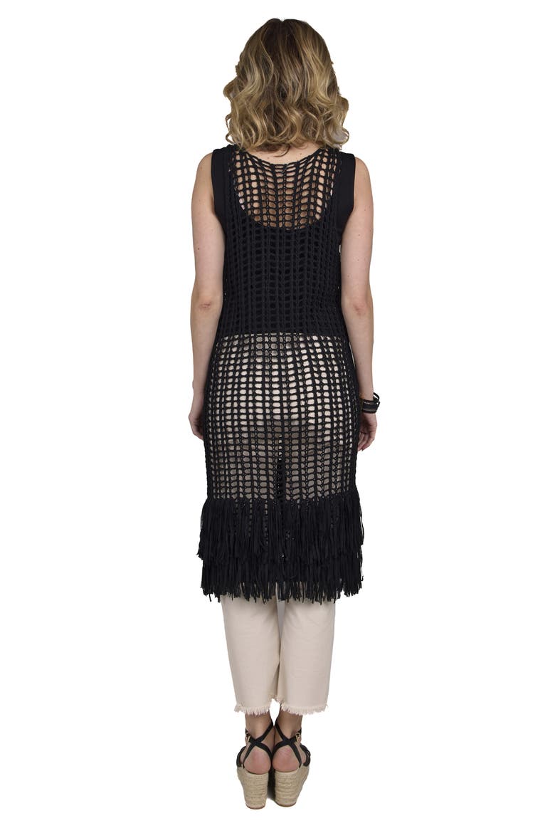 Boho Chic Fringe Knit Cover-Up, Alternate, color, BLACK