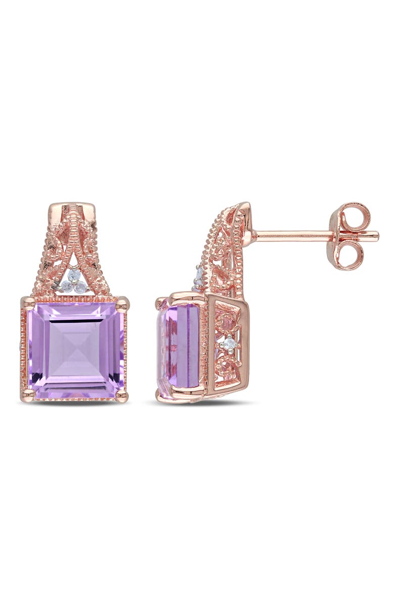 Julianna B. Rose de France & Diamond Square Drop Earrings, Main, color, Pink Amethyst