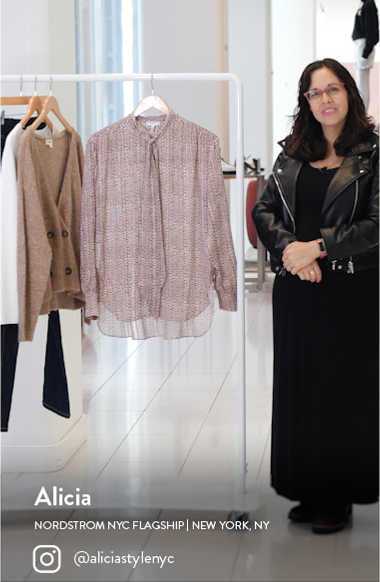 Kelsie Print Tie Neck Blouse, sales video thumbnail