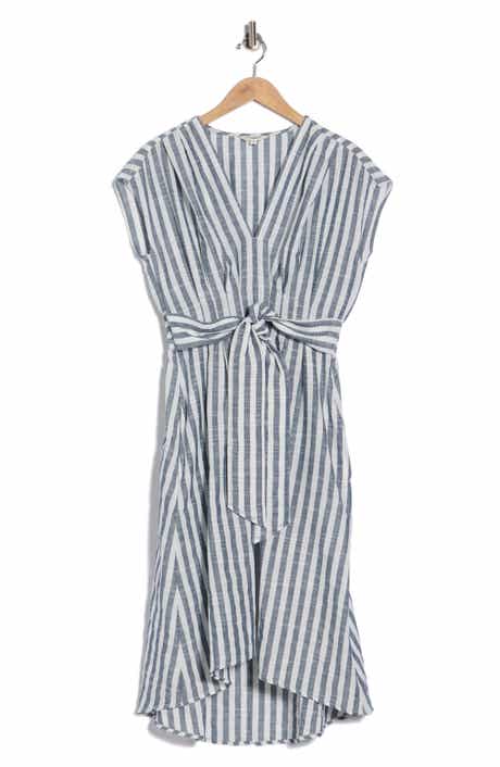 MAX STUDIO Stripe Tie Front Cotton Blend Dress