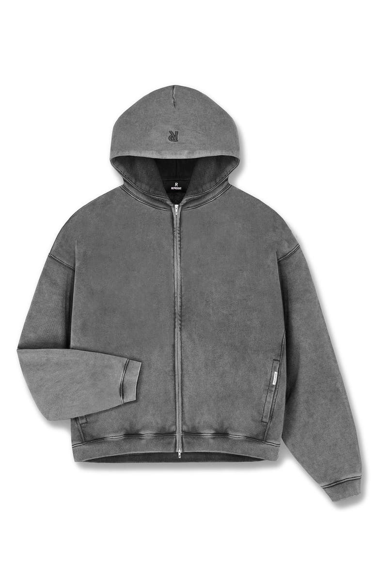 Represent Initial Oversize Full Zip Hoodie, Alternate, color, Vintage Grey