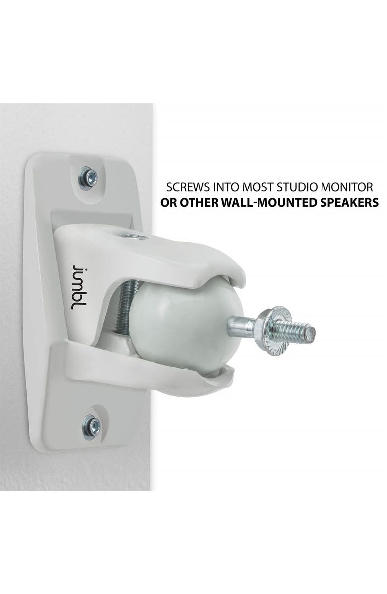 Jumbl ProGrip Ultra Stainless Steel Adjustable Speaker Wall Mount Brackets, Alternate, color, White