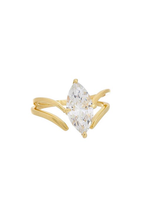 Marquise White Topaz Split Band Ring