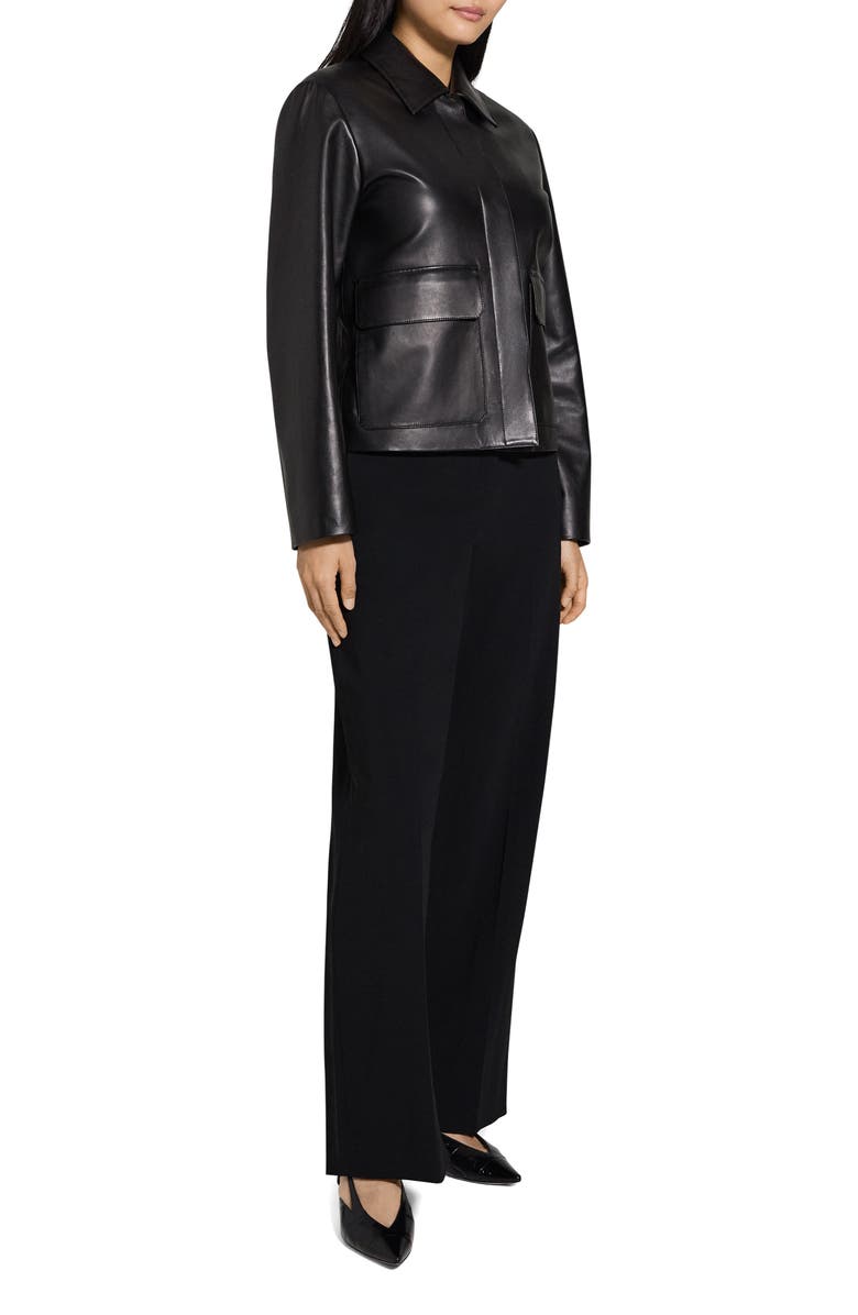 Theory Boxy Patch Pocket Leather Jacket, Alternate, color, 