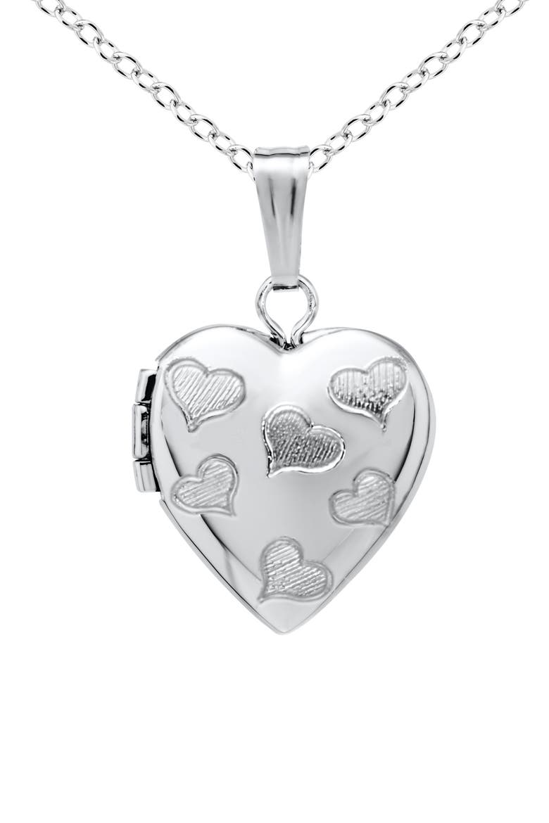 Sterling Silver Heart Locket Necklace, Main, color, SILVER