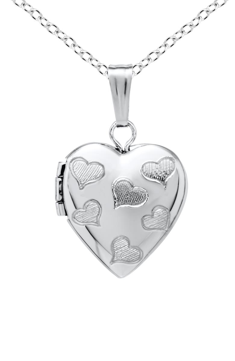 Mignonette Sterling Silver Heart Locket Necklace, Main, color, Silver