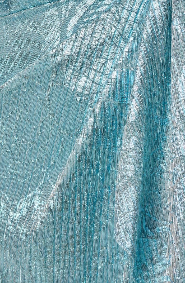 Adrianna Papell Metallic Crinkle Sleeveless Mesh Gown, Alternate, color, 