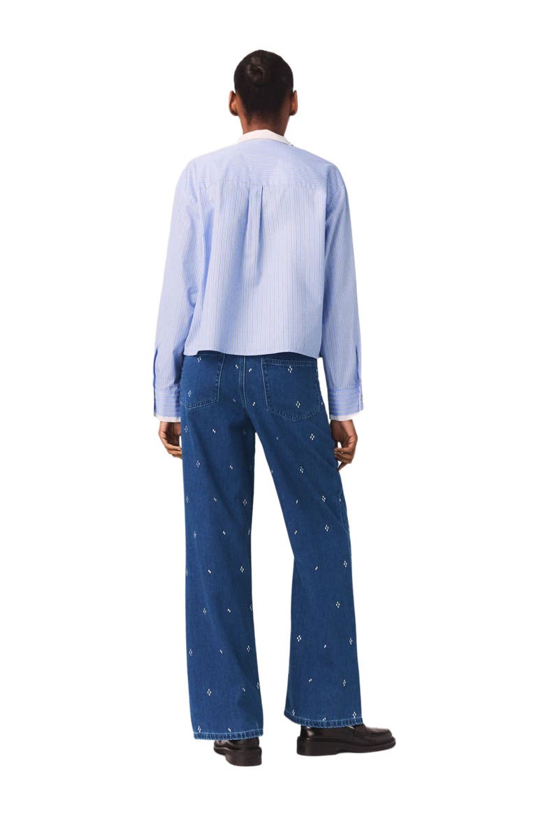 Wide jeans with rhinestones, Alternate, color, Blue