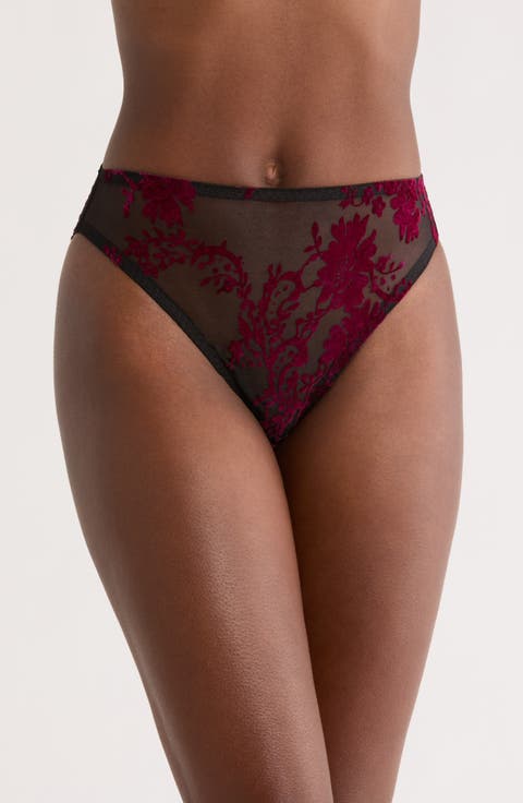Floral Flocked High Waist Briefs