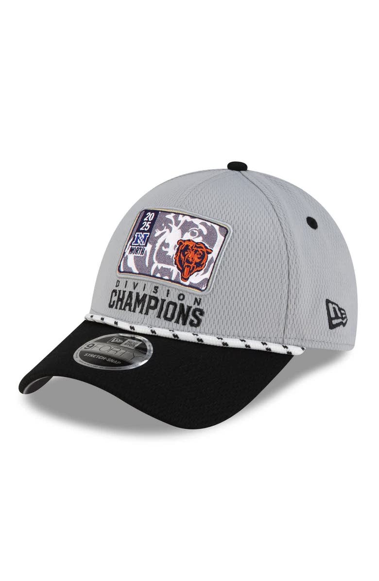 New Era Men's New Era Gray/Black Chicago Bears 2025 NFC North Division Champions Locker Room Trophy Collection 9FORTY Adjustable Hat, Main, color, 