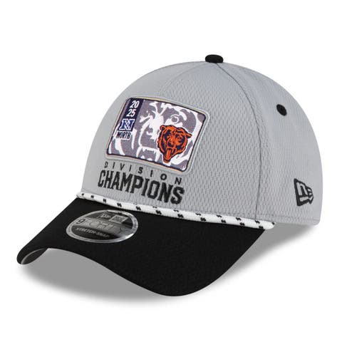 Men's New Era Gray/Black Chicago Bears 2025 NFC North Division Champions Locker Room Trophy Collection 9FORTY Adjustable Hat
