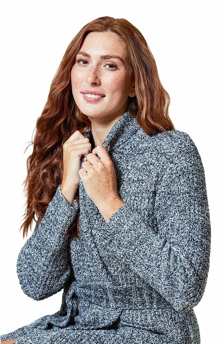 Softies Heather Marshmallow Wrap Robe, Alternate, color, Heather Black