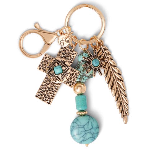 Turquoise Bead Keychain with Charms