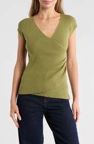 MAX STUDIO Cap Sleeve Wrap Sweater