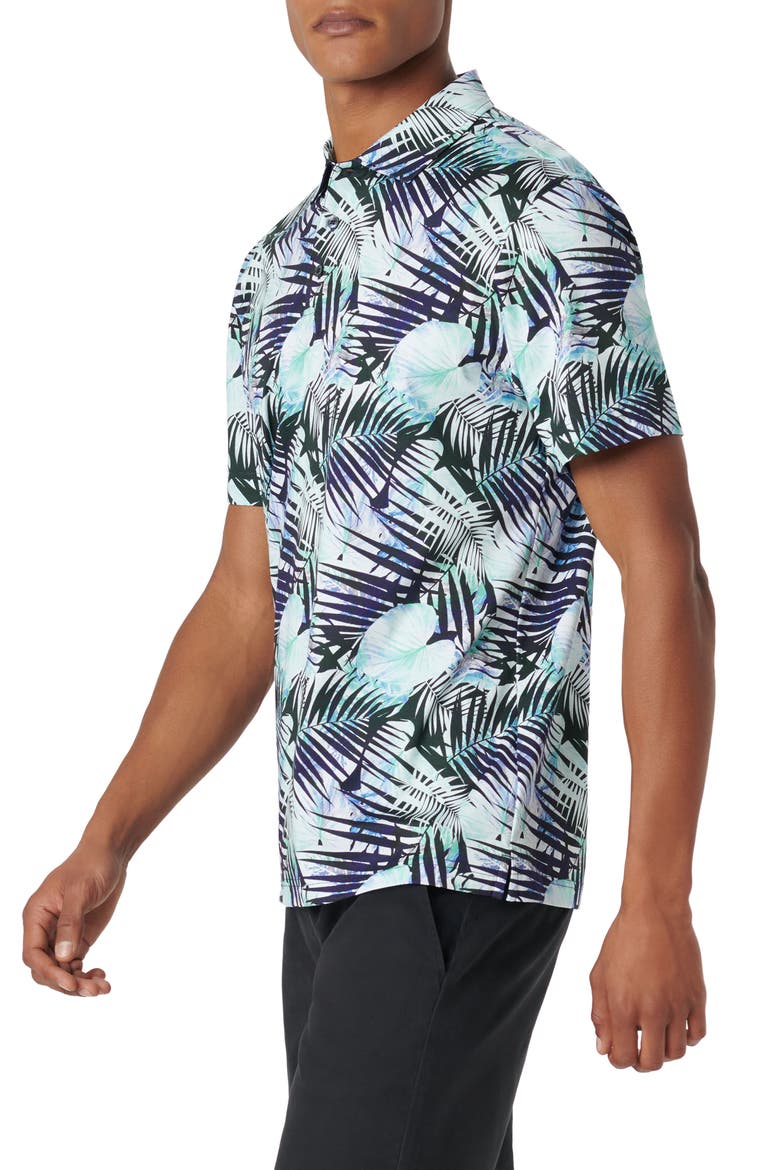 Hendrix Digital Leaf Print Pima Cotton Polo, Alternate, color, TURQUOISE