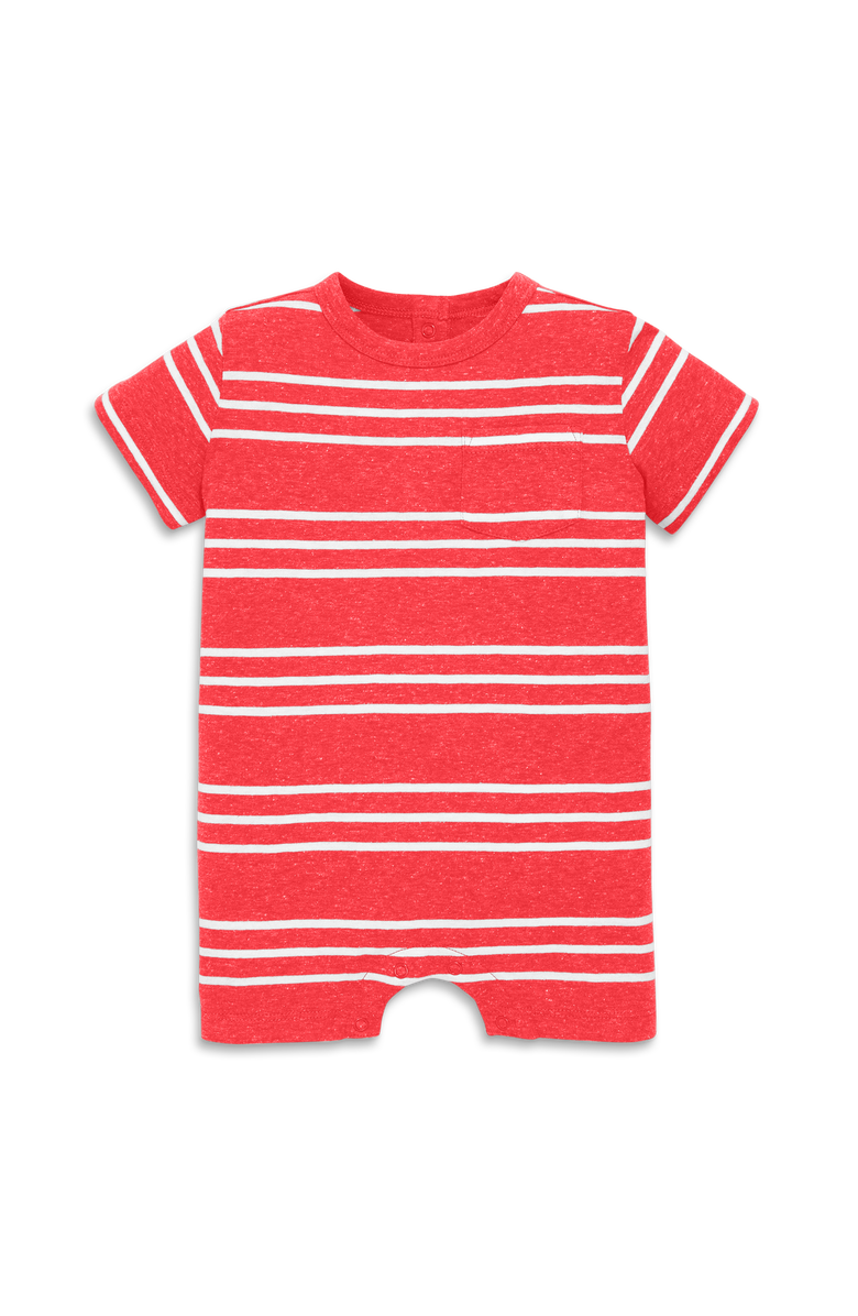 Primary Baby Heathered Pocket Shortie In Stripe, Main, color, Strawberry White Stripe