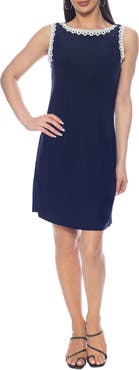 TASH AND SOPHIE Lace Trim Shift Dress