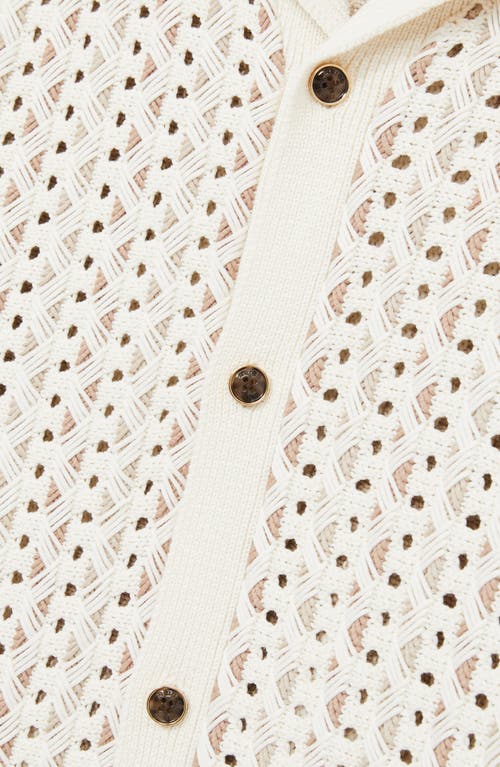 Reiss Roulette Cuban Button Through Textured Shirt In Natural