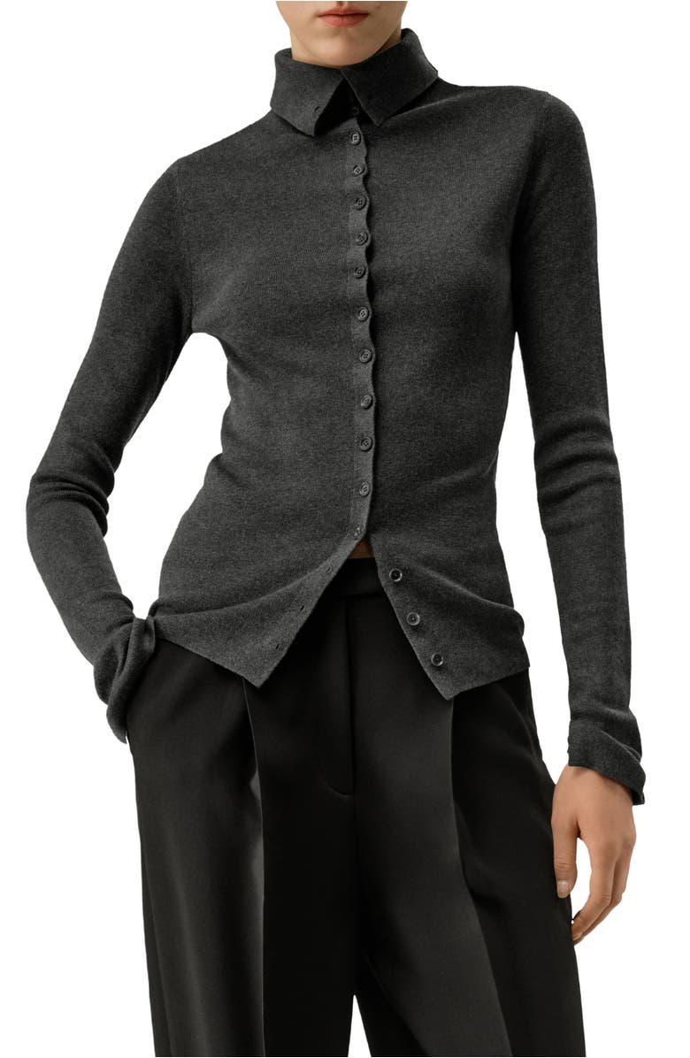 Lilysilk Slim Fit Silk Cashmere Sweater, Main, color, Thunder