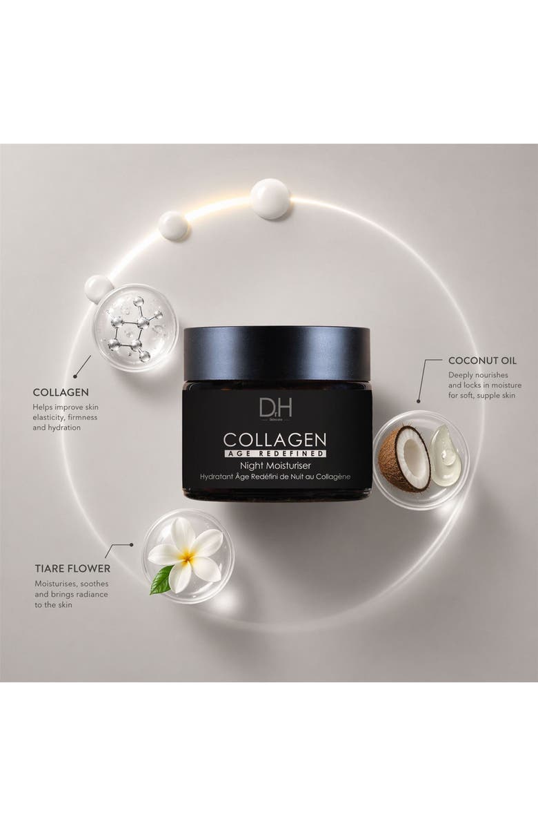 Dr H Collagen Anti-Ageing Night Moisturiser 60ml for Loss of Firmness, Anti-Aging, Alternate, color, White